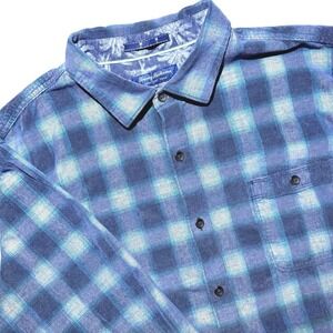 Tommy Bahama Coastline Cord Men's XXL Blue Plaid Corduroy Long Sleeve Shirt